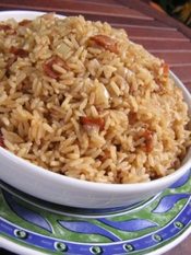 Arroz con cebolla y queso